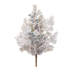 Flocked-Pine-Berry-Spray-(Set-of-2)-Artificial-Flowering-Plants