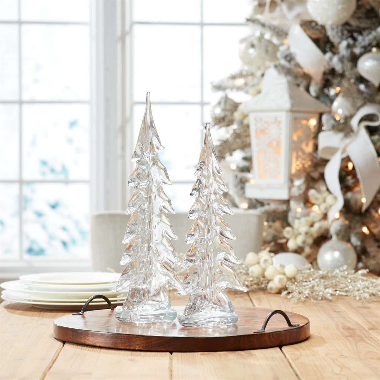 Clear glass pine tree (set of 2)