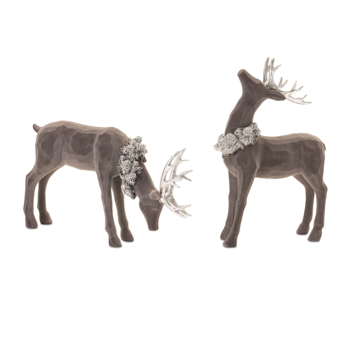 Velvet holiday deer figurine (set of 2)