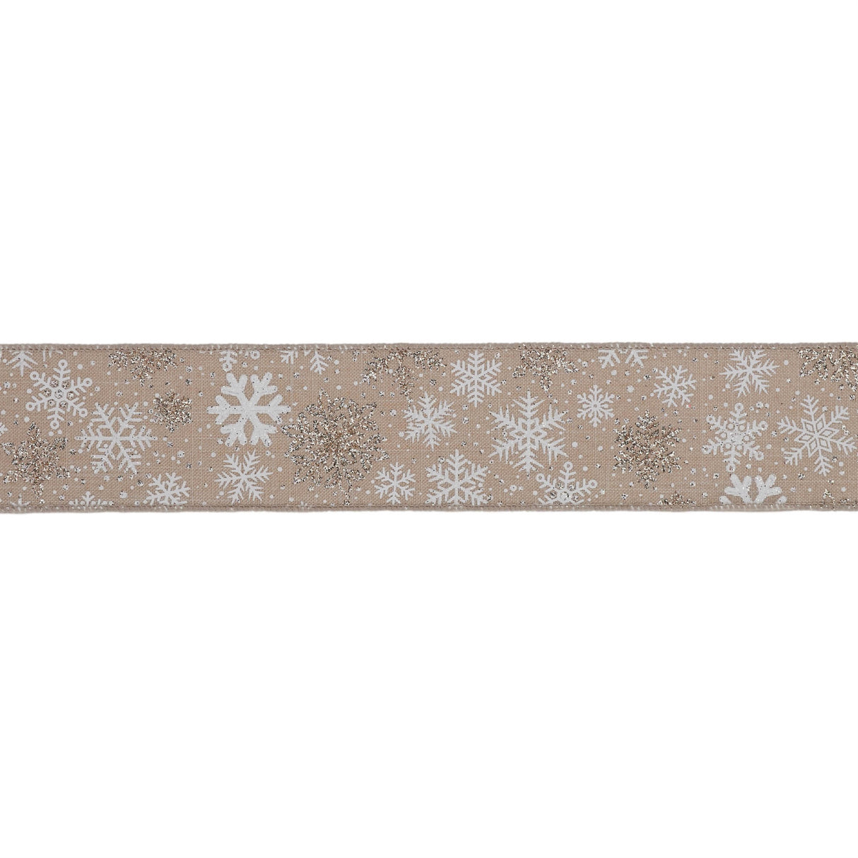 Snowflake print wired ribbon 2.5" x 10 yds.
