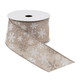 Snowflake print wired ribbon 2.5" x 10 yds.