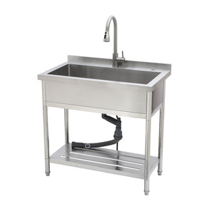 Stainless Steel Freestanding Utility Sink with Pull-Out Faucet
