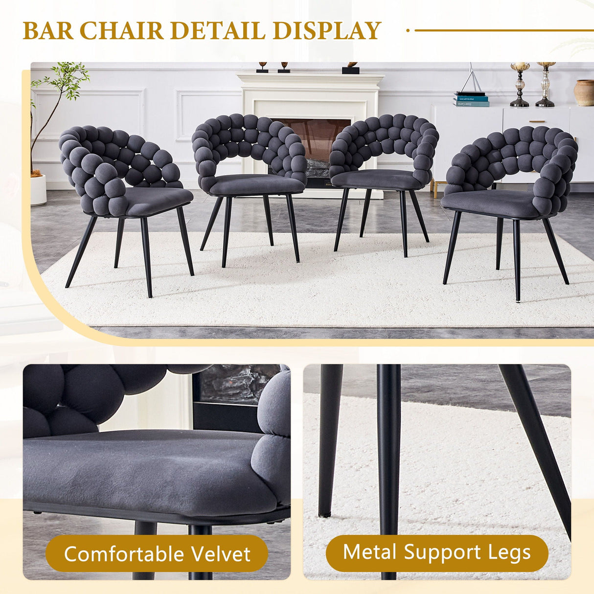 Puffy Bubble, Ball Chain Chairs For Dining Room (Set of 2)