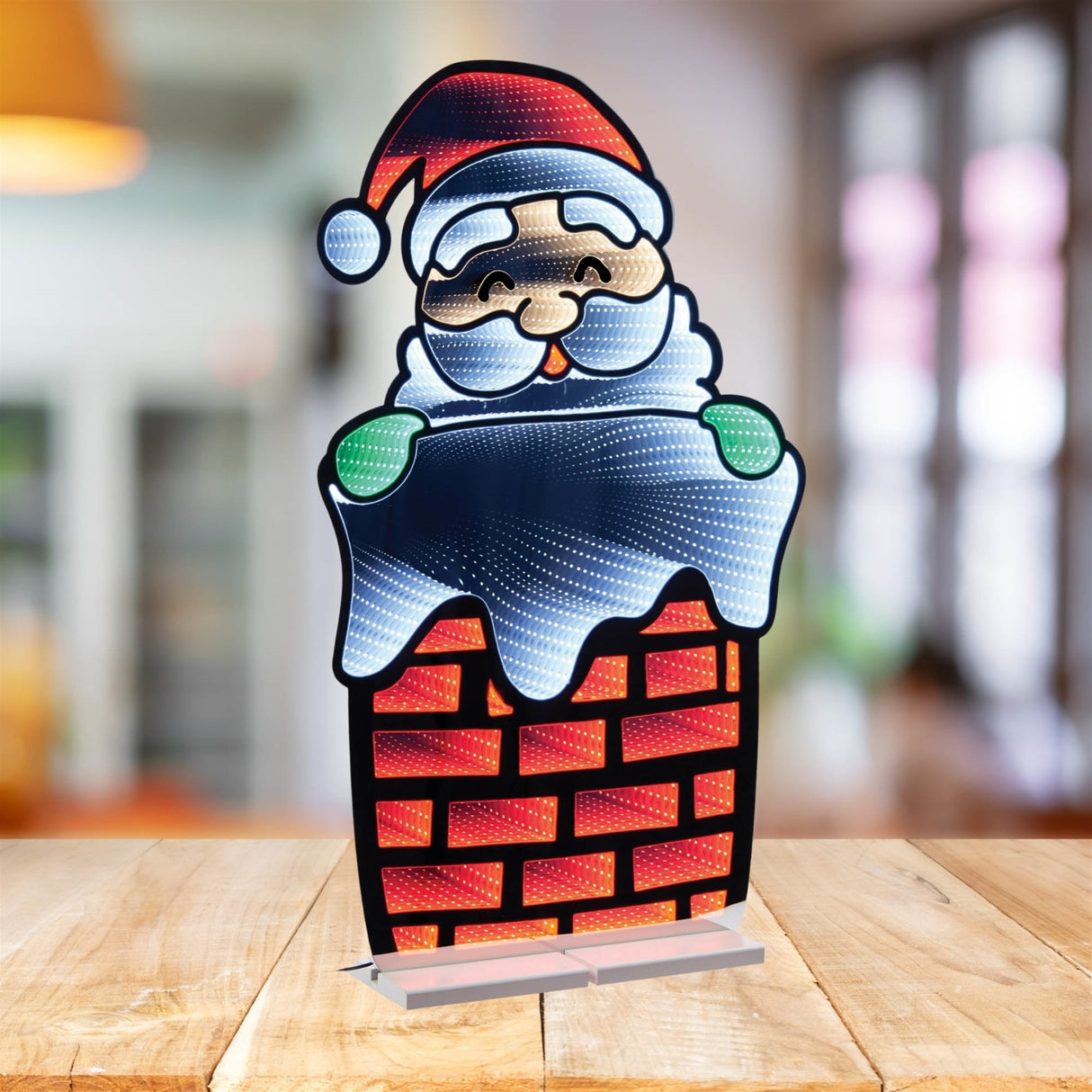 Santa in chimney ekkolight 35"h