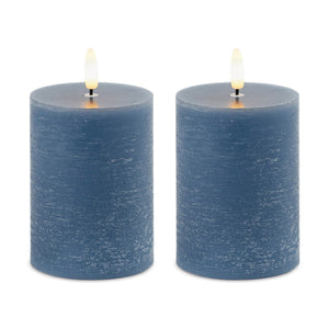 FIA Wick Blue Pillar Candle (Set of 2)