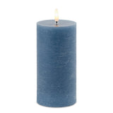 Fia wick blue pillar candle (set of 2)