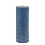 Fia wick blue pillar candle (set of 2)