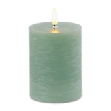 Fia wick green pillar candle (set of 2)