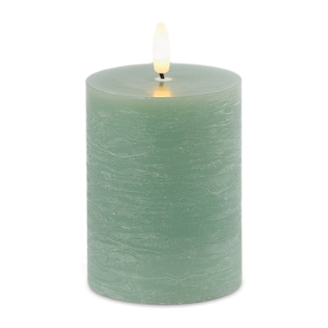Fia wick green pillar candle (set of 2)