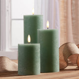 Fia wick green pillar candle (set of 2)