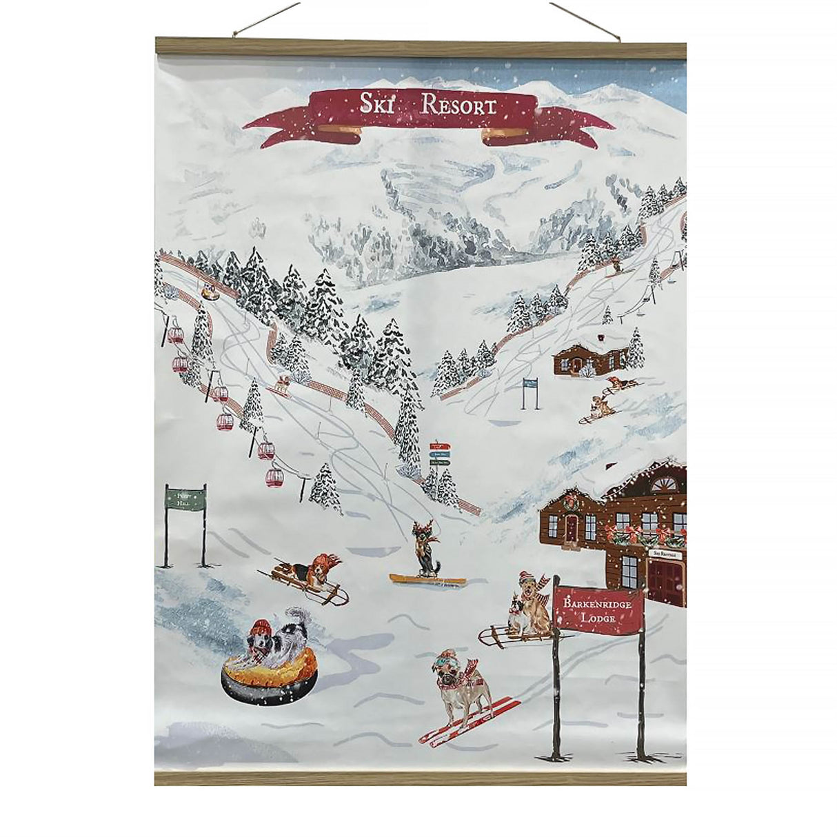 Winter dogs ski resort banner 48"h