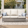76.7" Wide Outdoor Wicker Patio Sofa with Armrests
