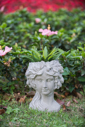 Cement Bust Wall Planter Indoor Outdoor Home Garden Decor, 8 - Gray