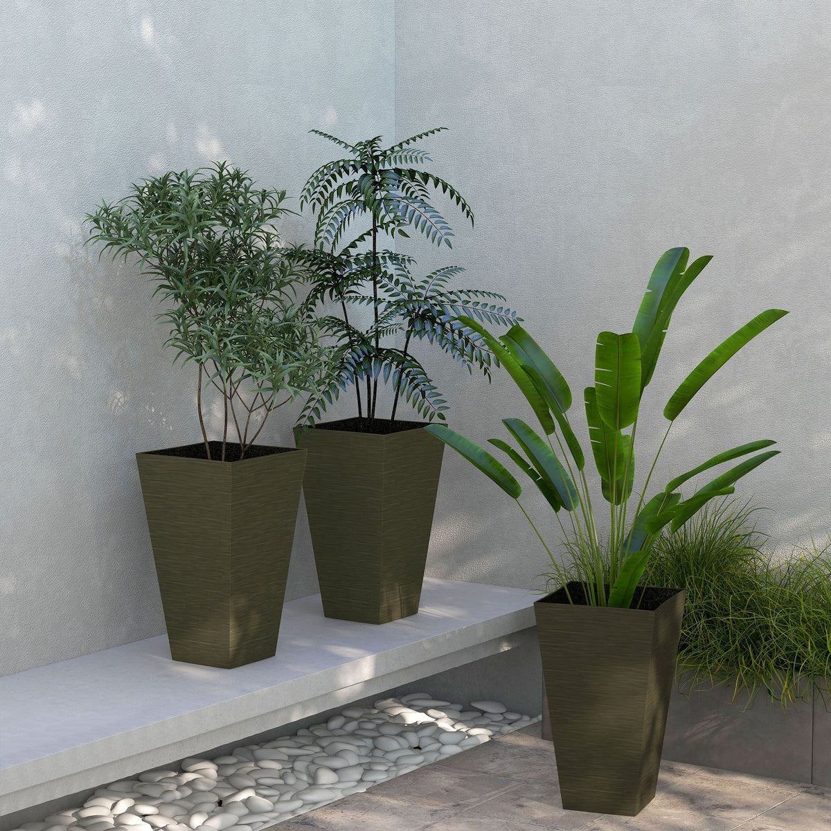 Outsunny 28" Tall Outdoor Planters, Set of 3