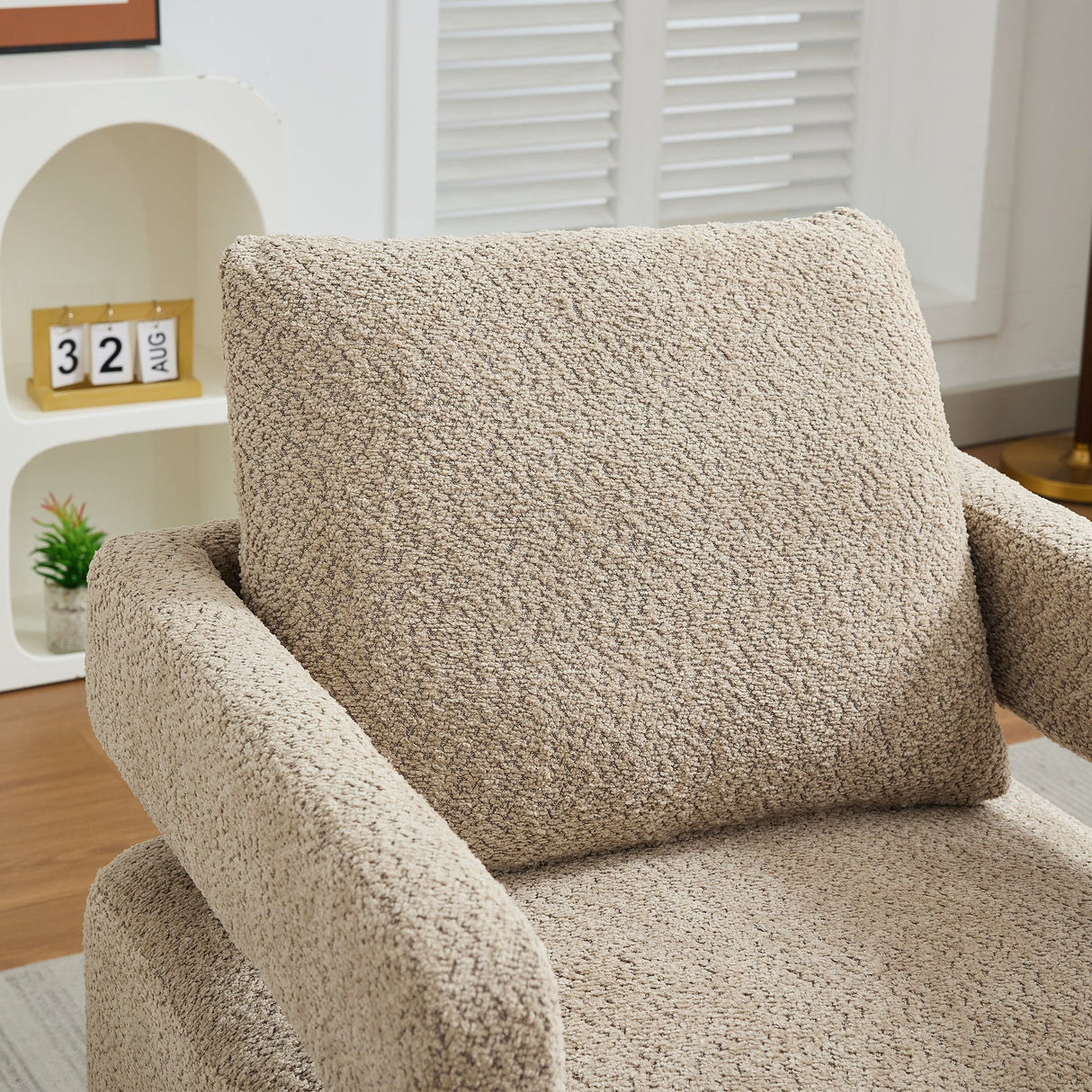 Stonewell Square Swivel Accent Chair with Open Back