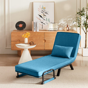 Convertible 5 In 1 Folding Chair Bed With Adjustable Backrest & Pillow