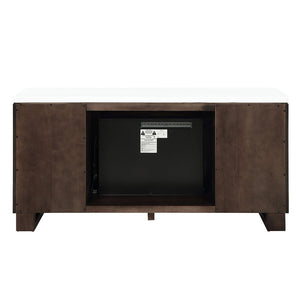 Edwyn - Server With Fireplace - Natural Marble Top & Espresso