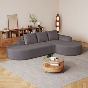 Modern Curved Sofa, L-Shaped Modular Sectional Set With 3 Pillows