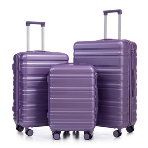 HIFINE Tourist 3-Piece ABS Spinner Wheel Luggage Set (Purple)
