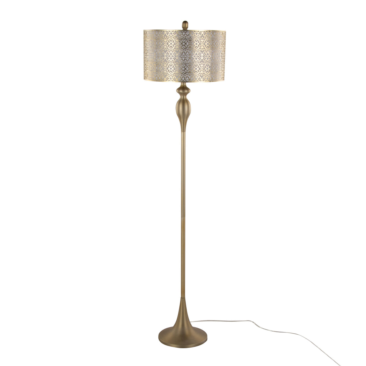 Ashland 63' Contemporary Metal Floor Lamp in Gold with Linen Shade