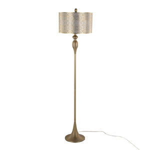 Ashland 63' Contemporary Metal Floor Lamp in Gold with Linen Shade