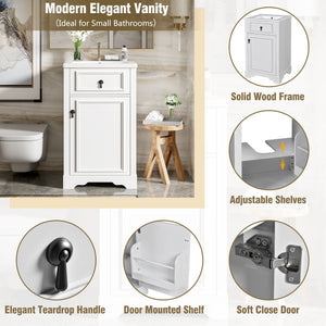 Elegant Bathroom Vanity With Ceramic Sink, Soft Close Door, Adjustable Shelf