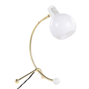 Eileen Contemporary Task Lamp in Gold Metal and White Shade