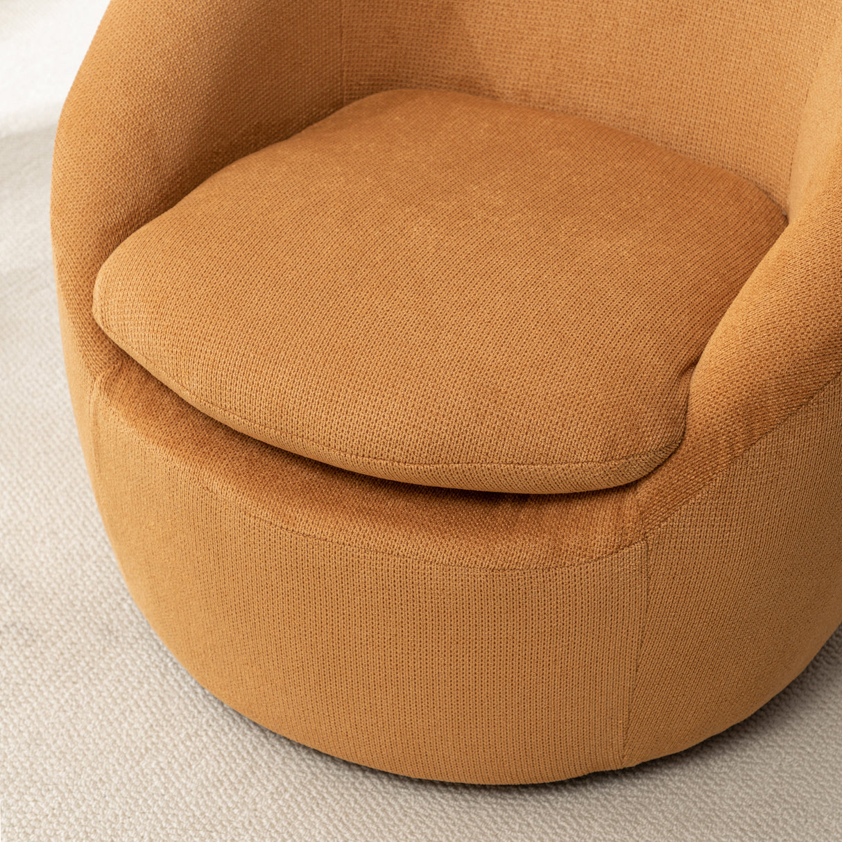 Winnie Modern Teddy Fabric Swivel Barrel Chair