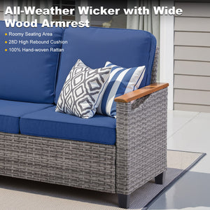 69.7" Wide Outdoor Wicker Patio Sofa