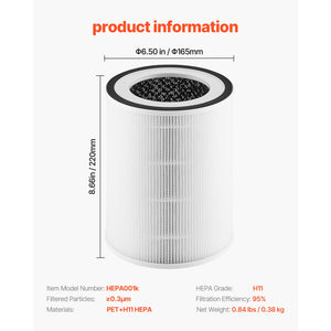 2-in-1 Air Purifier Replacement Filter H11 Filter with PET Pre-Filter