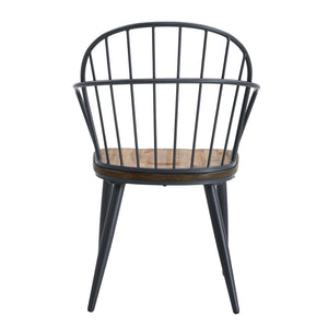 Industrial Inspired Indoor Dining Chair With Metal Legs And Birch (Set of 2) - Black / Natural