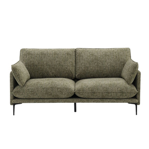 Green Stationary Sofa with Tufted Cushions and Metal Legs