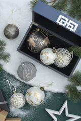 Decorative Hanging Glass Christmas Ball Ornaments - Set of 6