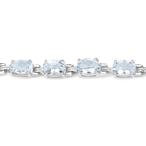 8.80 Carat Genuine Aquamarine .925 Sterling Silver Bracelet