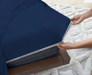 Vertex Split Cal King Sheet Set with Cooling Nylon Fabric - Navy