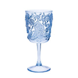 Paisley Unbreakable Acrylic Wine Glasses – Set of 4 Stemmed Tumblers in Coastal Blue