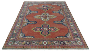 8x10, 9.5x12 and 10x14 Hand Knotted Dark Peach and Silver Traditional Wool Rug