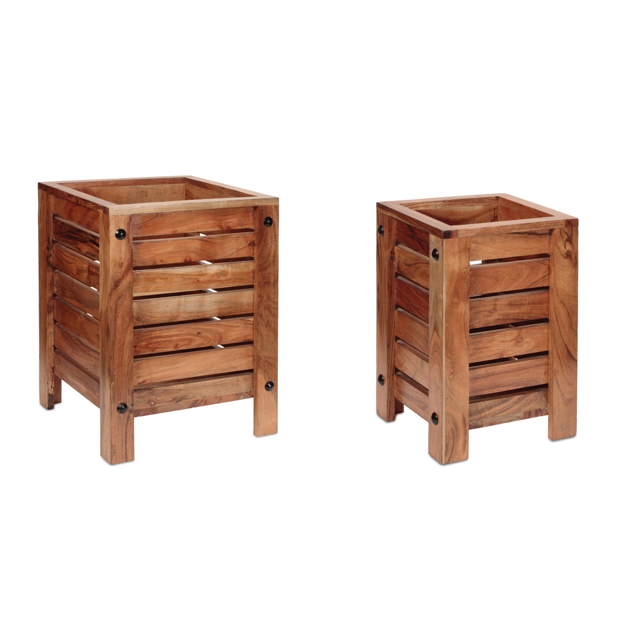 Natural Mango Wood Box Planter (Set of 2)
