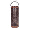 Punched metal lantern with natural wood accents 19"h