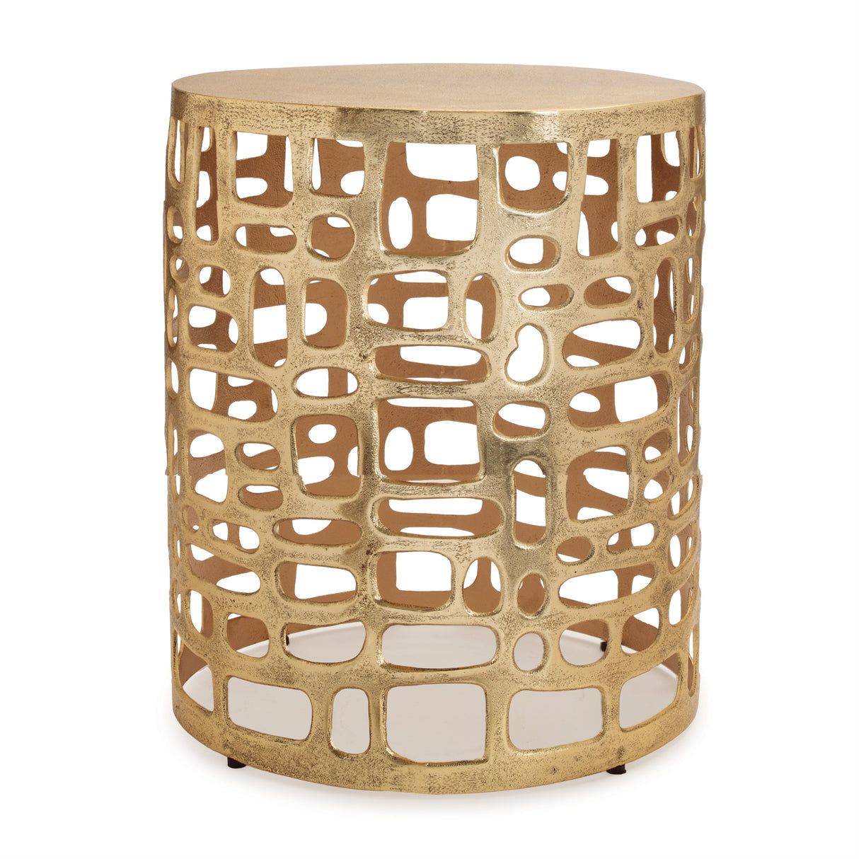 Round Abstract Cut Out Metal Accent Table 19"H