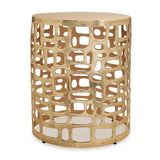 Round Abstract Cut Out Metal Accent Table 19"H
