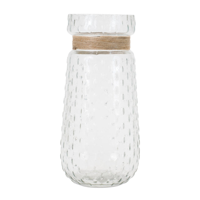 Texture-glass-vase-with-jute-accent-(set-of-2)-Vases