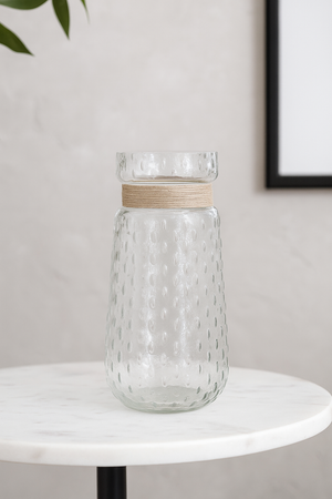 Texture Glass Vase with Jute Accent (Set of 2)