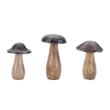 Wood-mushrooms-with-aluminum-top-(set-of-3)-Decorative-Objects