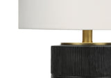 Contemporary Black Resin Table Lamp with Ivory Shade, 24 inches High