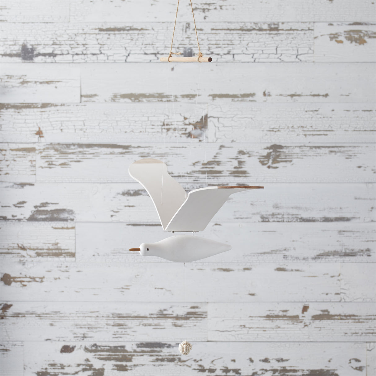 Hanging wood sea bird décor 37"h
