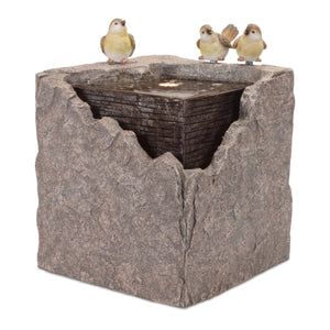 Bubbling Stone Fountain with Bird Accents 19"H