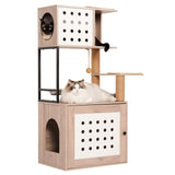 Cat Tree with Litter Box Enclosure and Large Hammock