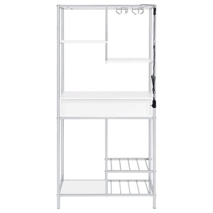 Draper - 5 Shelf LED Wine Cabinet With Pull Out Drawer - Gloss White