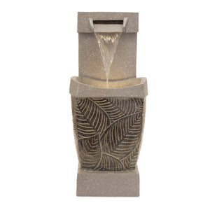 Leaf Etched Stone Fountain 27"H